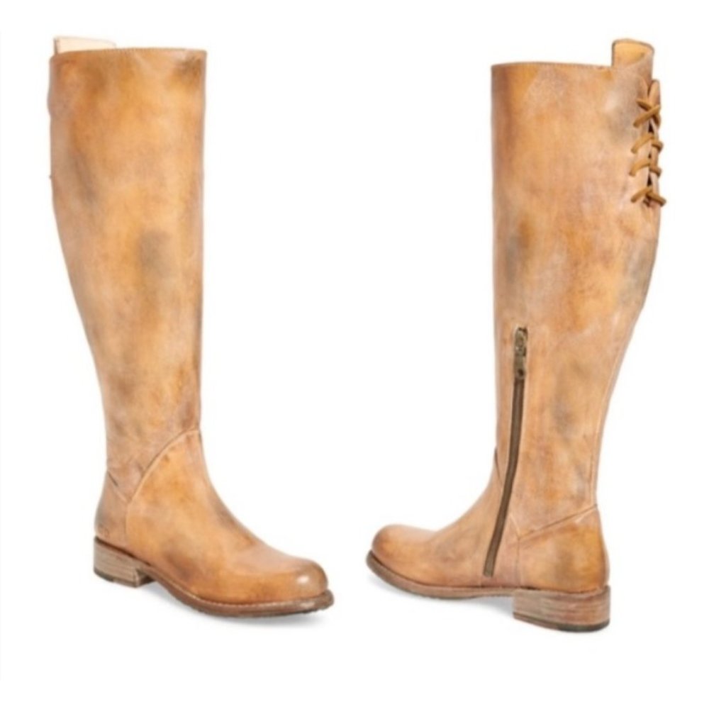 Bed Stu Manchester Soft Leather Tall Tan Distressed Cobbler Boots Size 10